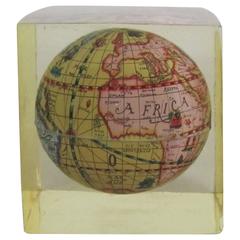 Vintage World Globe Encased in Lucite