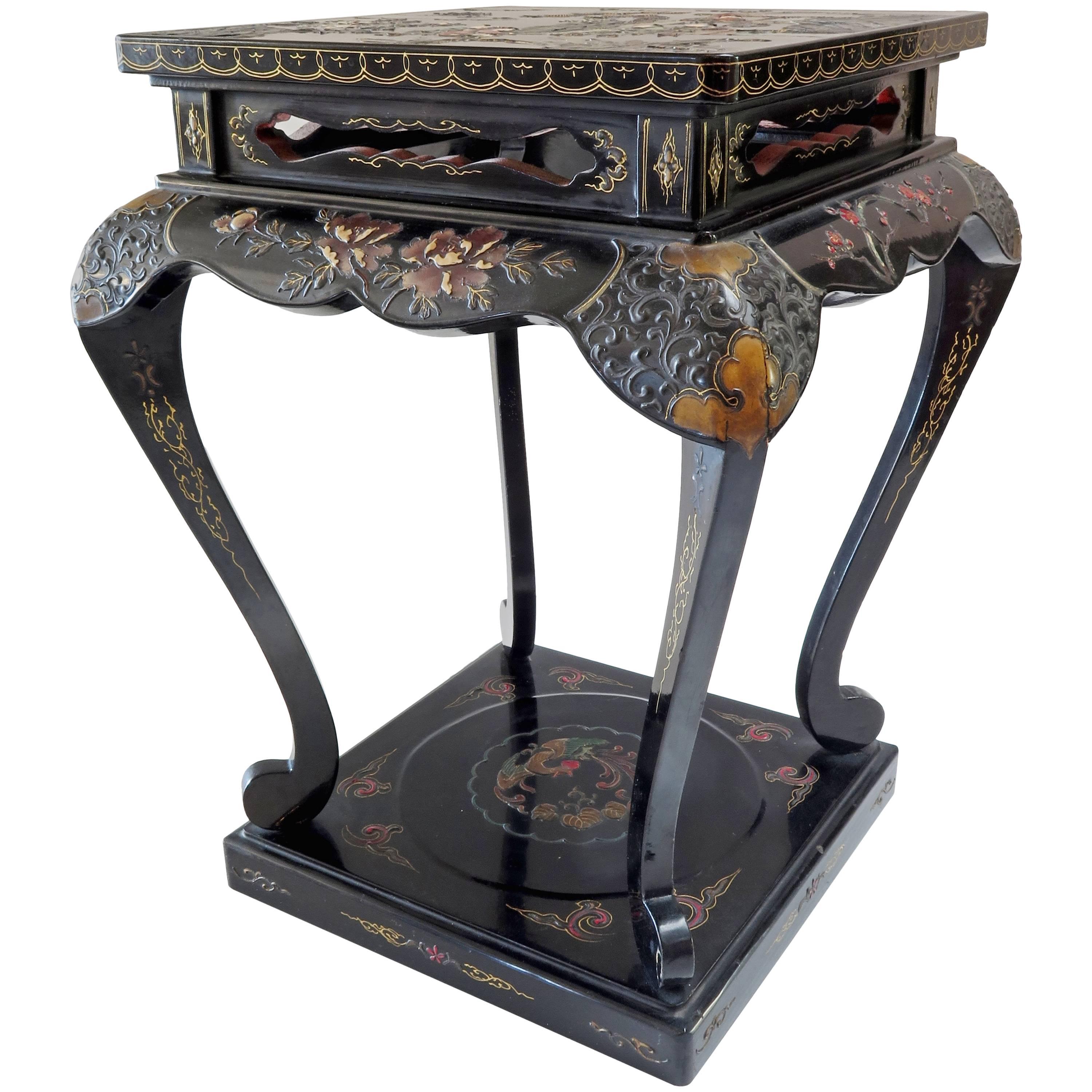 19th Century Japanese Meiji Lacquer Stand or Side Table