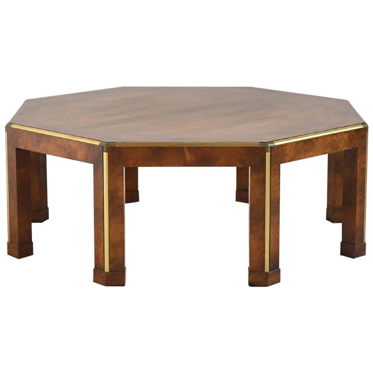 Baker Octagonal Burled Walnut Coffee Table at 1stdibs