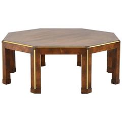 Baker Octagonal Burled Walnut Coffee Table