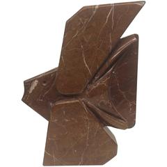Geometric Reef Fish in Red Marble Signed Adler 10