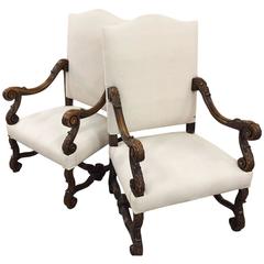 Pair of French Library Armchairs