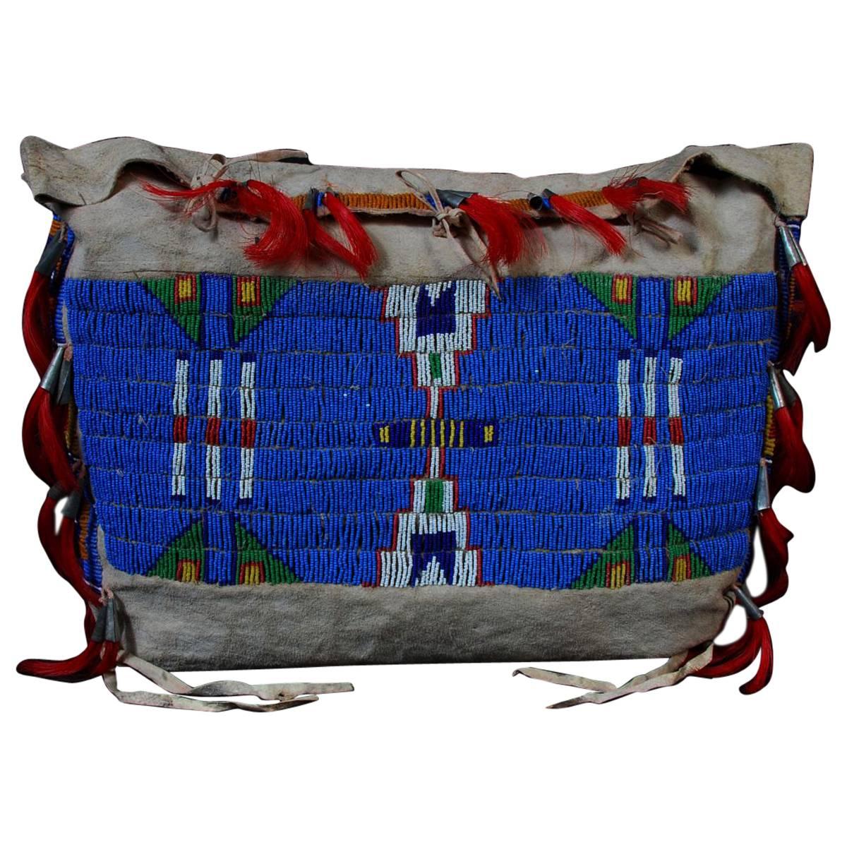 Late 19th Century Native American Tribal Beaded Leather Bag