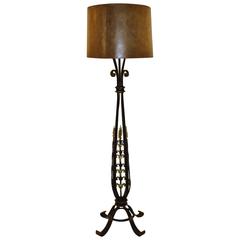 French Gilt on Wrought Iron Art Deco Floor Lamp, circa 1920 5