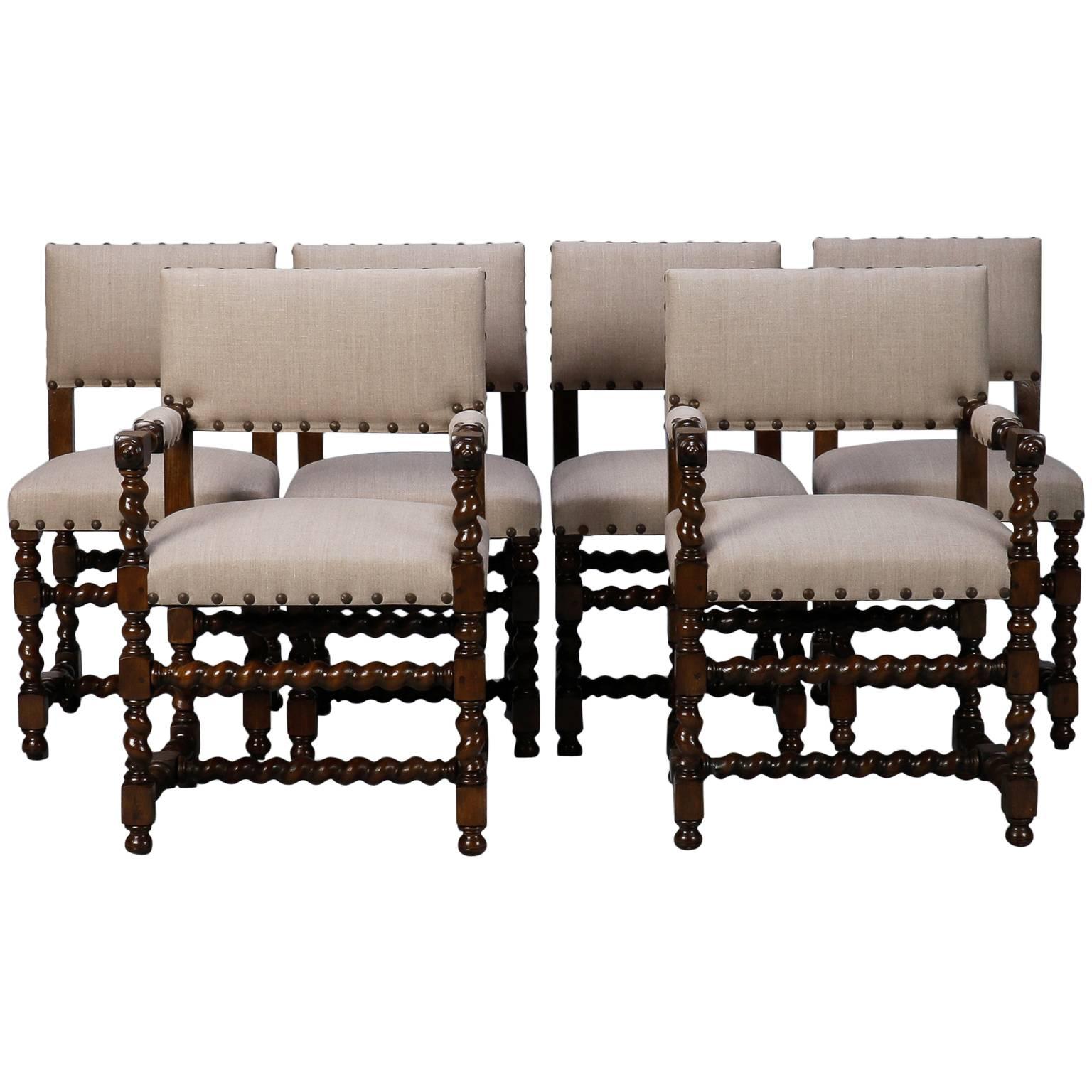 Set of Six Spanish Barley Twist Chairs