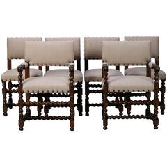 Antique Set of Six Spanish Barley Twist Chairs