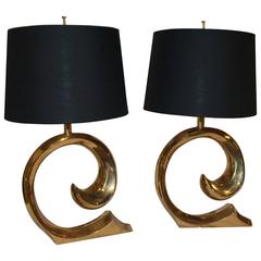 Pair of Pierre Cardin Brass Table Lamps