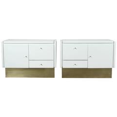 Pair of Mid-Century White Lacquered Nightstands