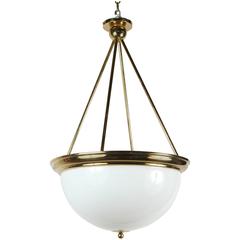 Impressive Large Brass and Glass Dome Chandelier