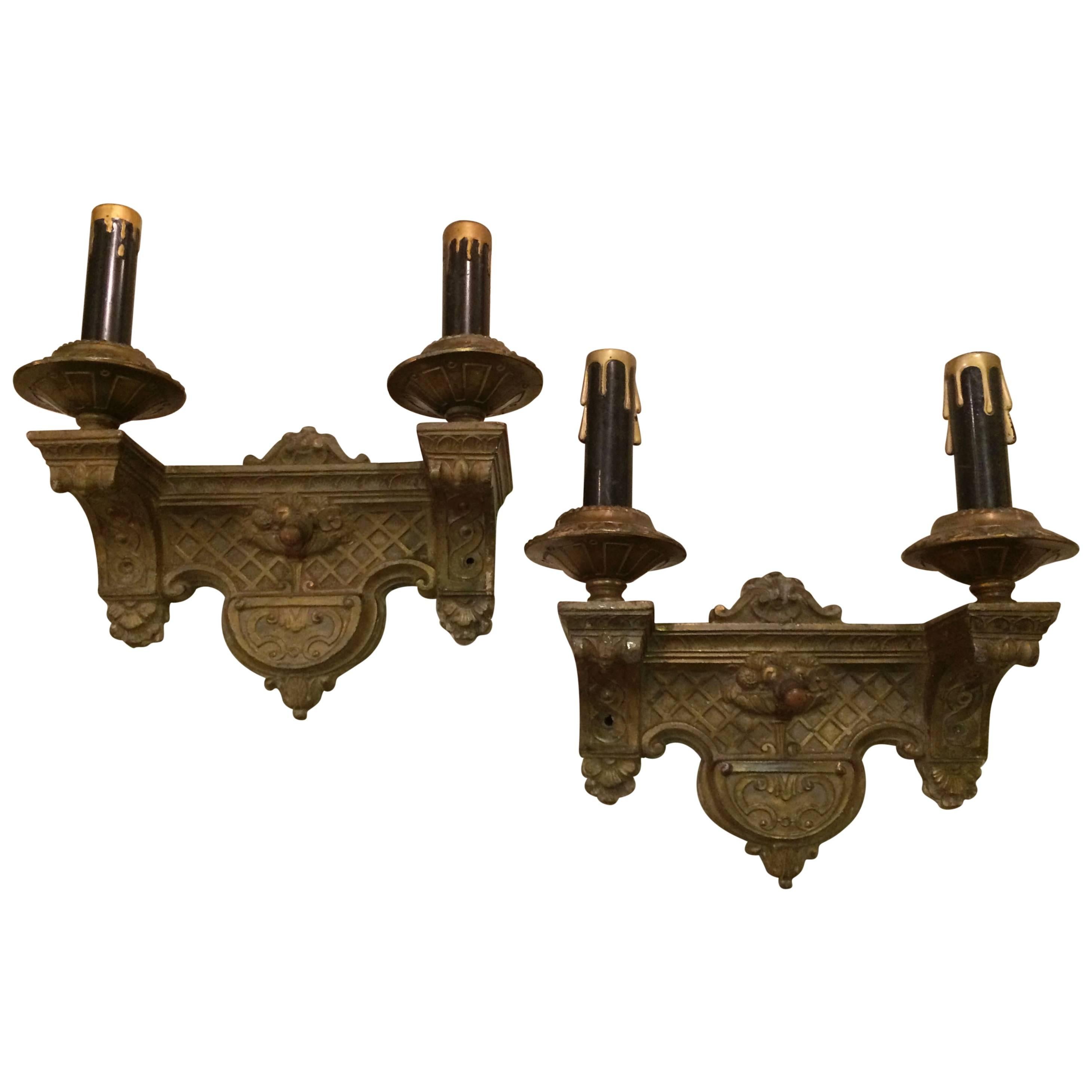 Pair of Art Deco Cast Metal Sconces