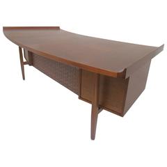 Mid-Century Modern Executive Desk with Elliptical Top by Harvey Probber