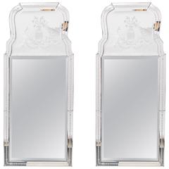 Pair of Venetian Etched Mirrors 9