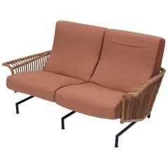 Mid-Century Italian Iron and Rattan Settee 11