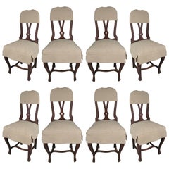 Set of Eight Swedish Style Dining Chairs with Quilted Covers