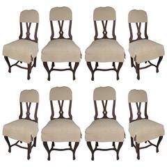 Set of Eight Swedish Style Dining Chairs with Quilted Covers 10