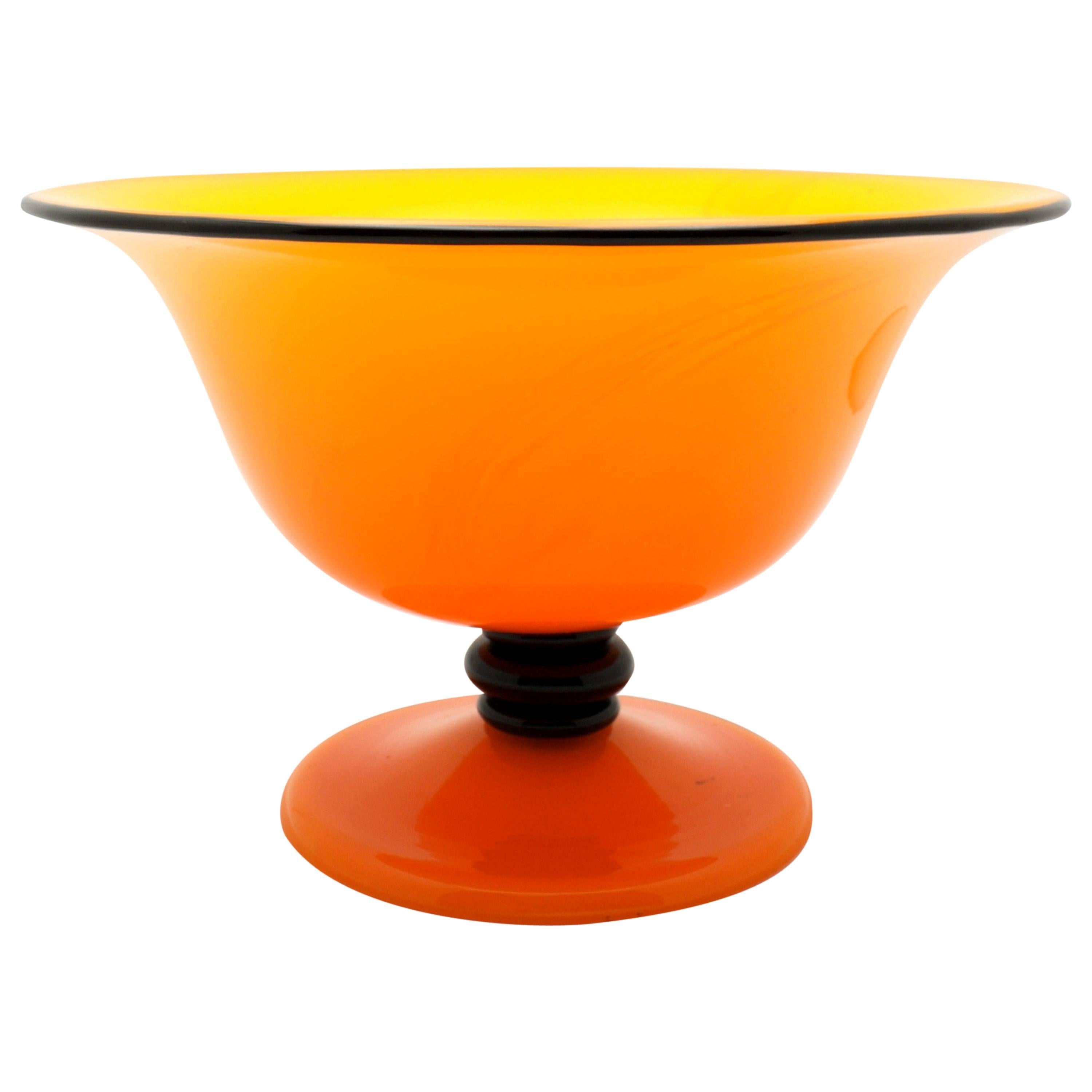 Beautiful Loetz Orange Opal Serie III Czech Art Nouveau Glass Bowl For Sale