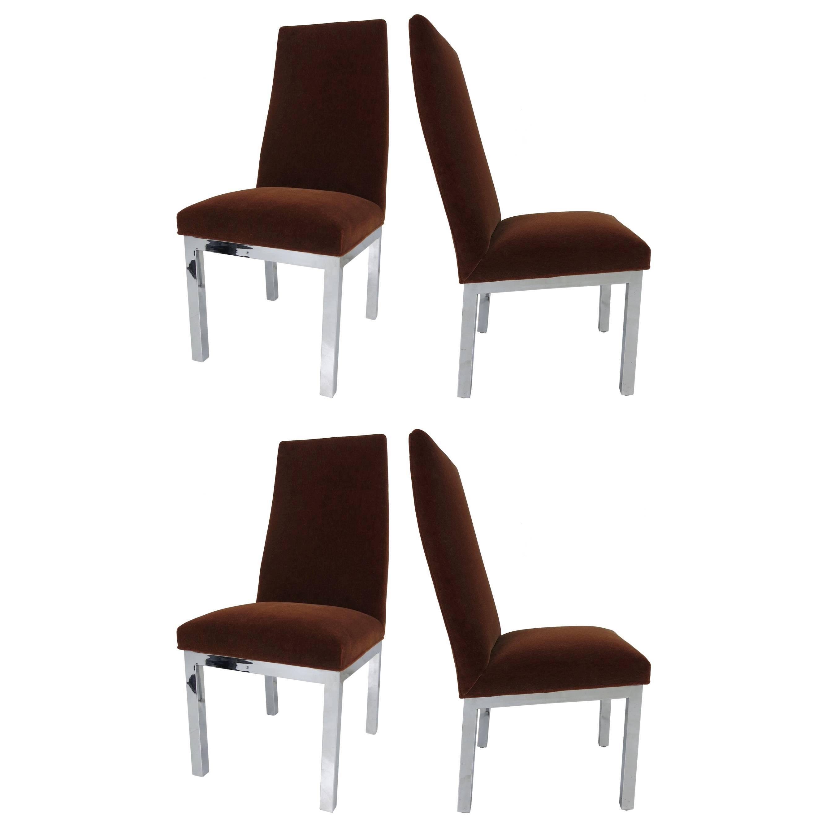 Set of Four Chic Milo Baughman Style Side Chairs