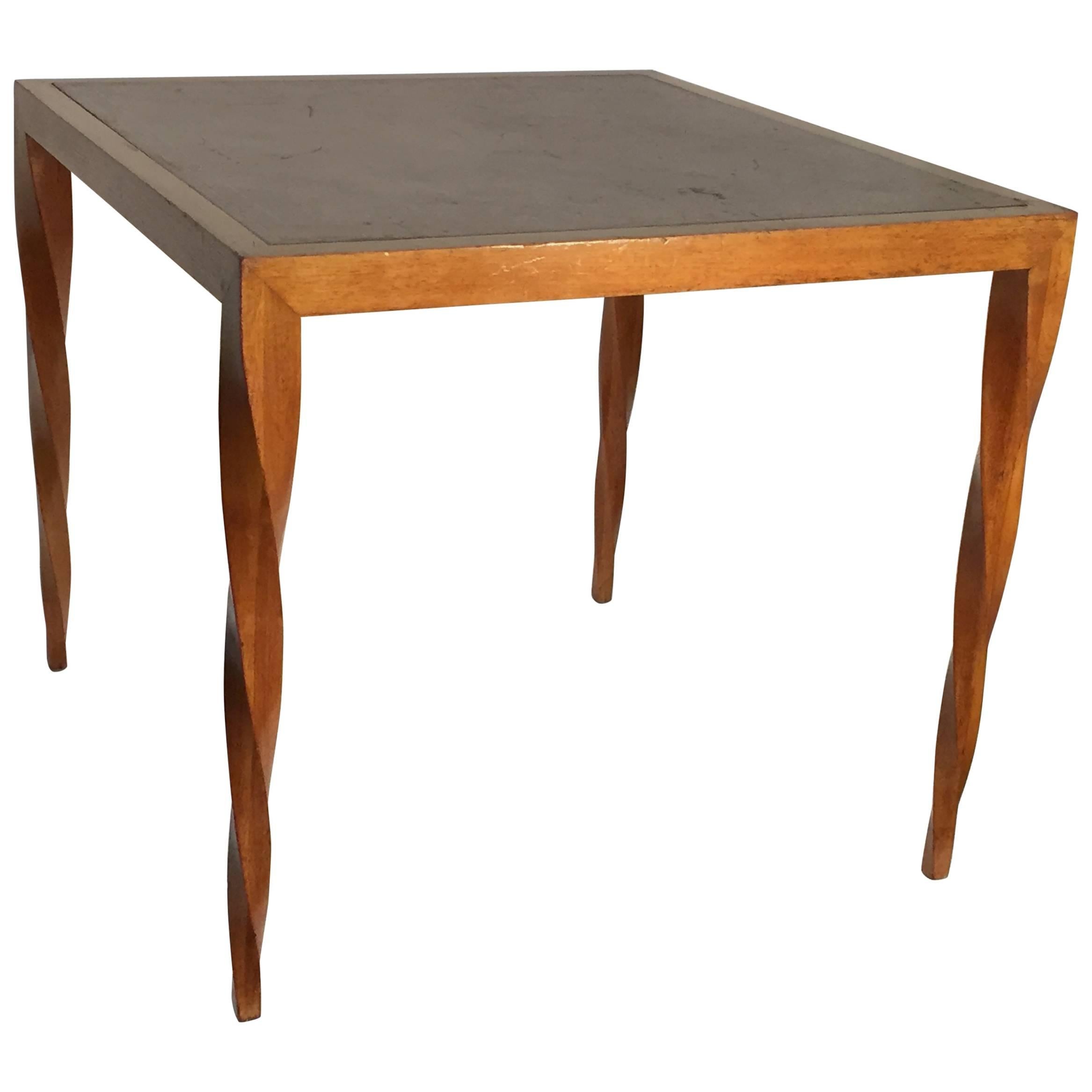 Lacewood Center Table with Leather Top by Johan Tapp