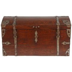 18th Century Danish Oak Trunk with Iron Work