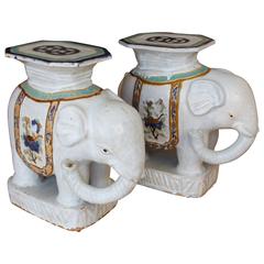 Pair of Elephant Garden Seats or Stools