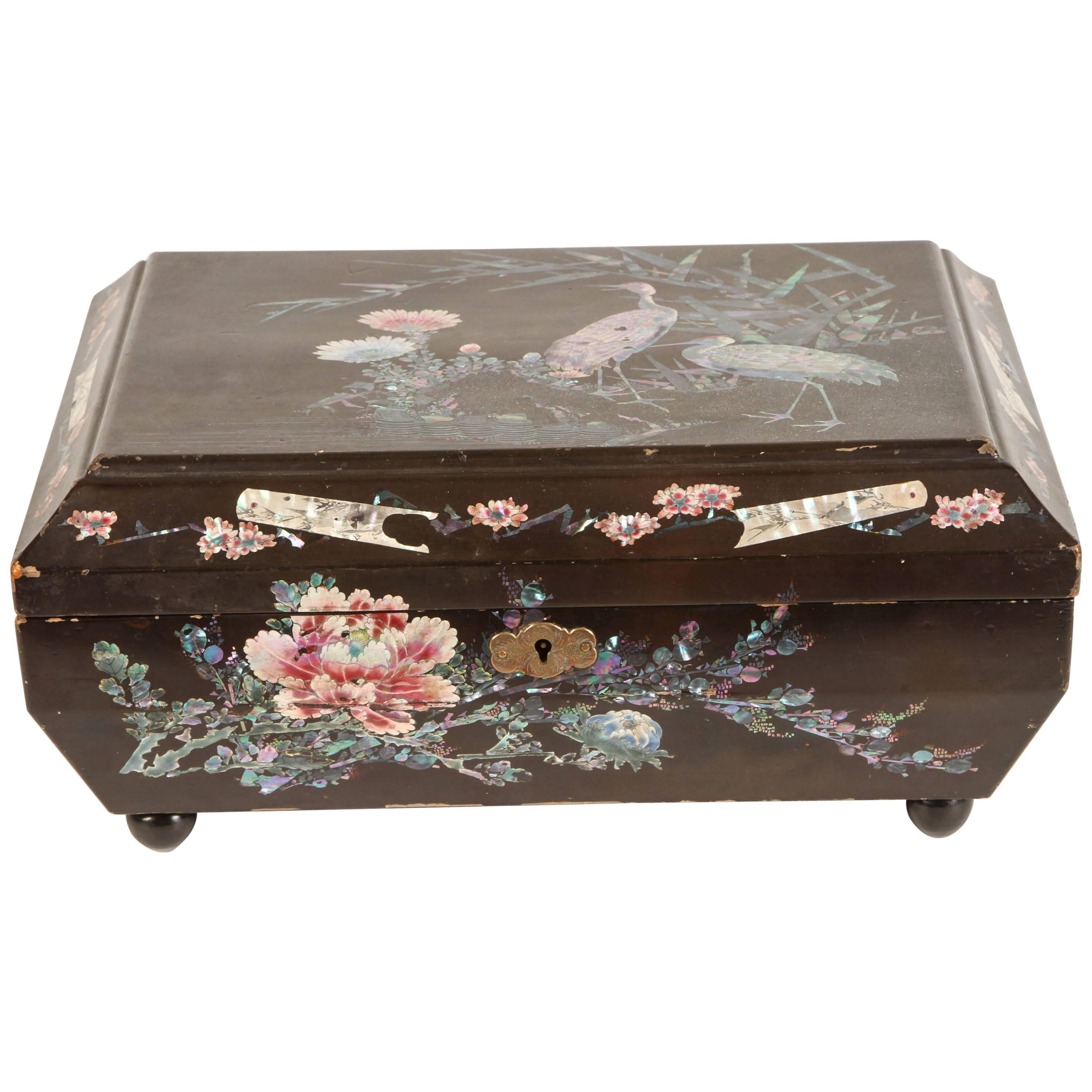 Japanese Lacquer Box with Mother-of-Pearl Inlay