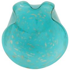 Midcentury Italian Murano Art Glass Bowl in Caribbean Blue 12