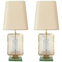 Pair of Table Lamps by Roberto Giulio Rida "Verde Nilio"