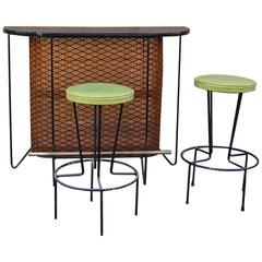 Mid-Century Modern Frederick Weinberg Bar and Stools Set