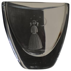 Midcentury Swedish Crystal Vase by Strombergshyttan