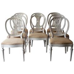 Set of Eight Swedish Painted Wheatsheaf Dining Chairs
