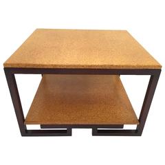 Paul Frankl Two-Tier Cork Top Cocktail or Corner Table for Johnson Furniture