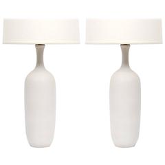 Pair Of White Pottery Lamps By Design Technics