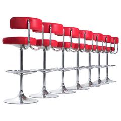 Set of Hollywood Regency Style High Swivel Barstools