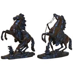 Antique Pair of 19th Century French Bronze Marly Horse Figures
