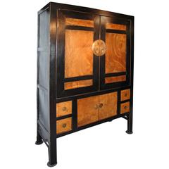 Antique Rare Chinese Burl or Elm Armoire or Cabinet, circa 1920s