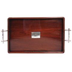 Chinese Silver Mounted Rosewood Tray Shanghai Boy Scout Presentation
