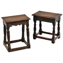 Two Jacobean English Joint Stools 