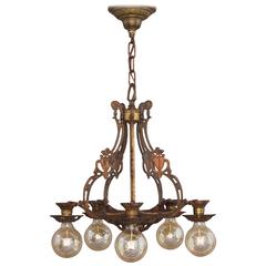 1920s Polychrome Downlight Chandelier