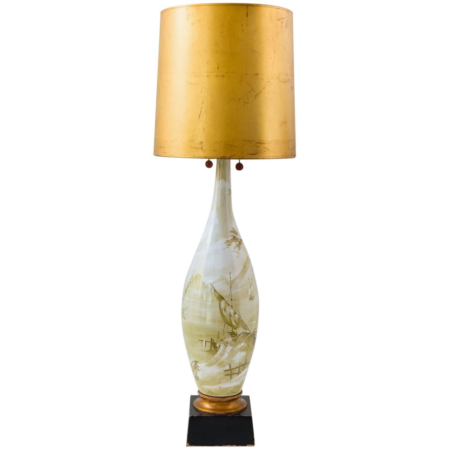 Romantic Island Landscape, Marbro Lamp, Early 20th Century For Sale