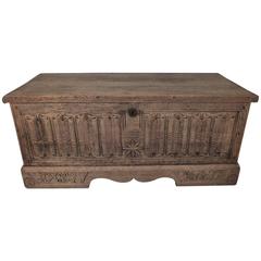 Antique 19th Century Bleached Wood Trunk 12