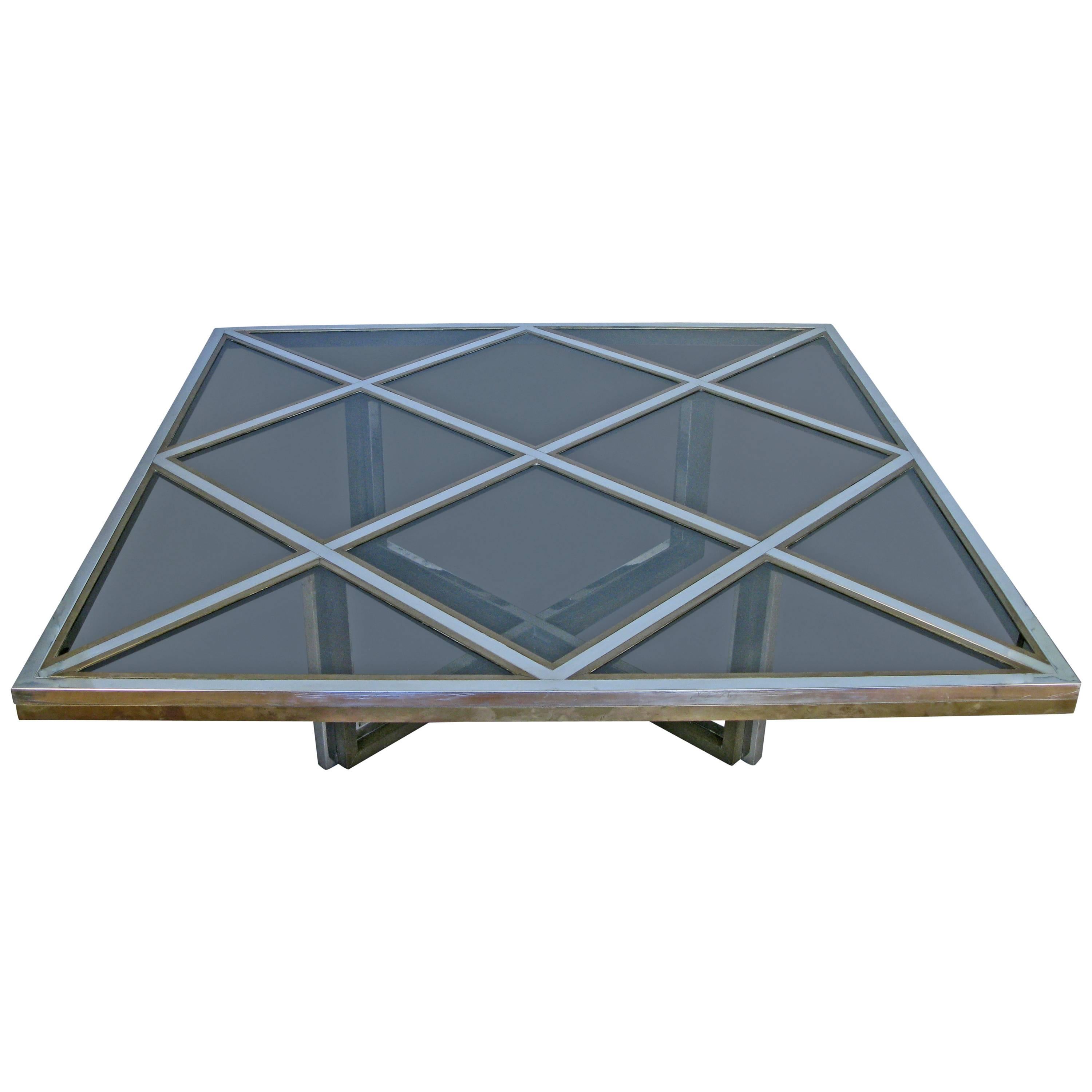 Vintage Italian 1970s Brass and Chrome Cocktail Table by Romeo Rega