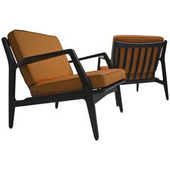 Pair of Restored Lounge Chairs by Ib Kofod-Larsen for Selig