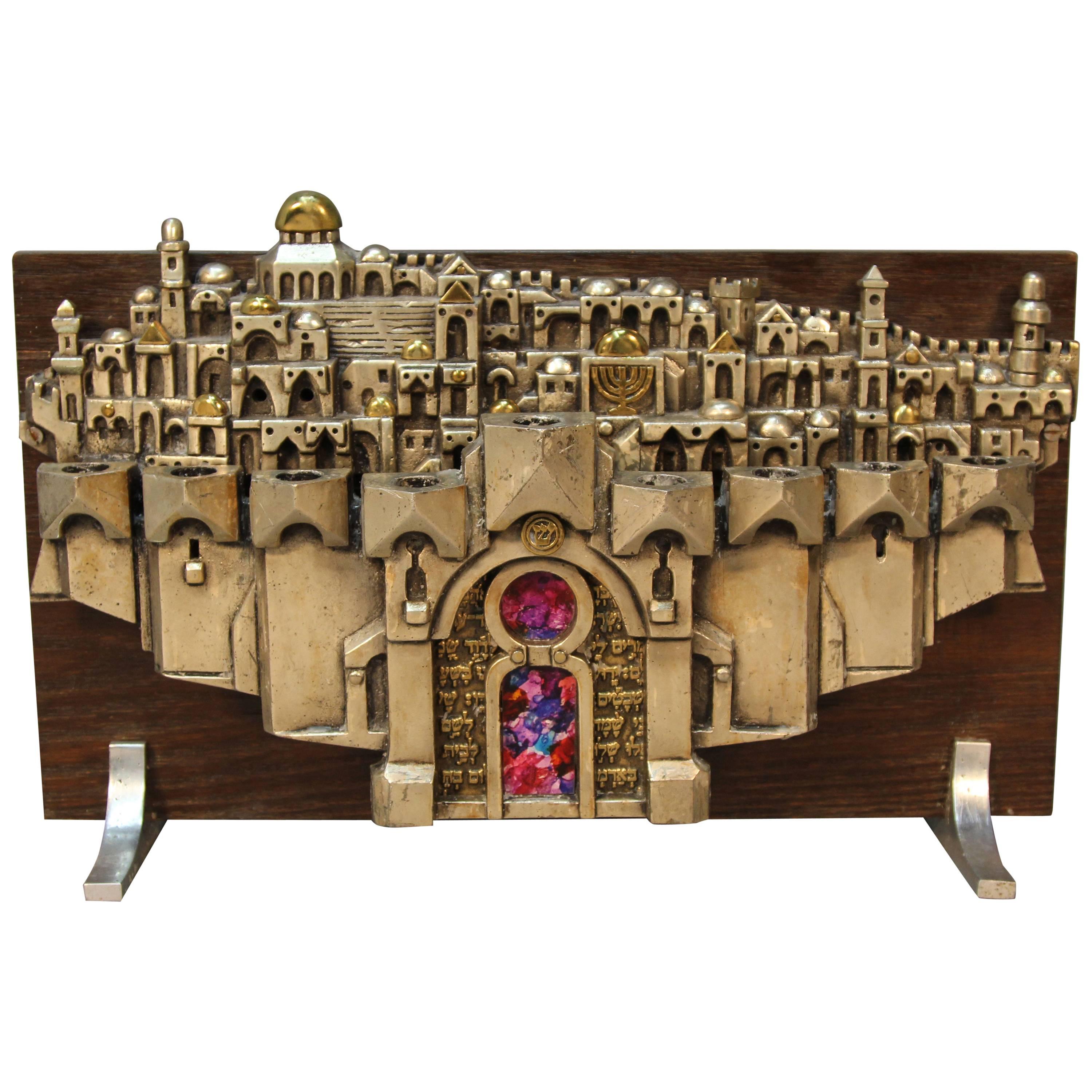 Signed Frank Meisler Hanukah Menorah Sculpture