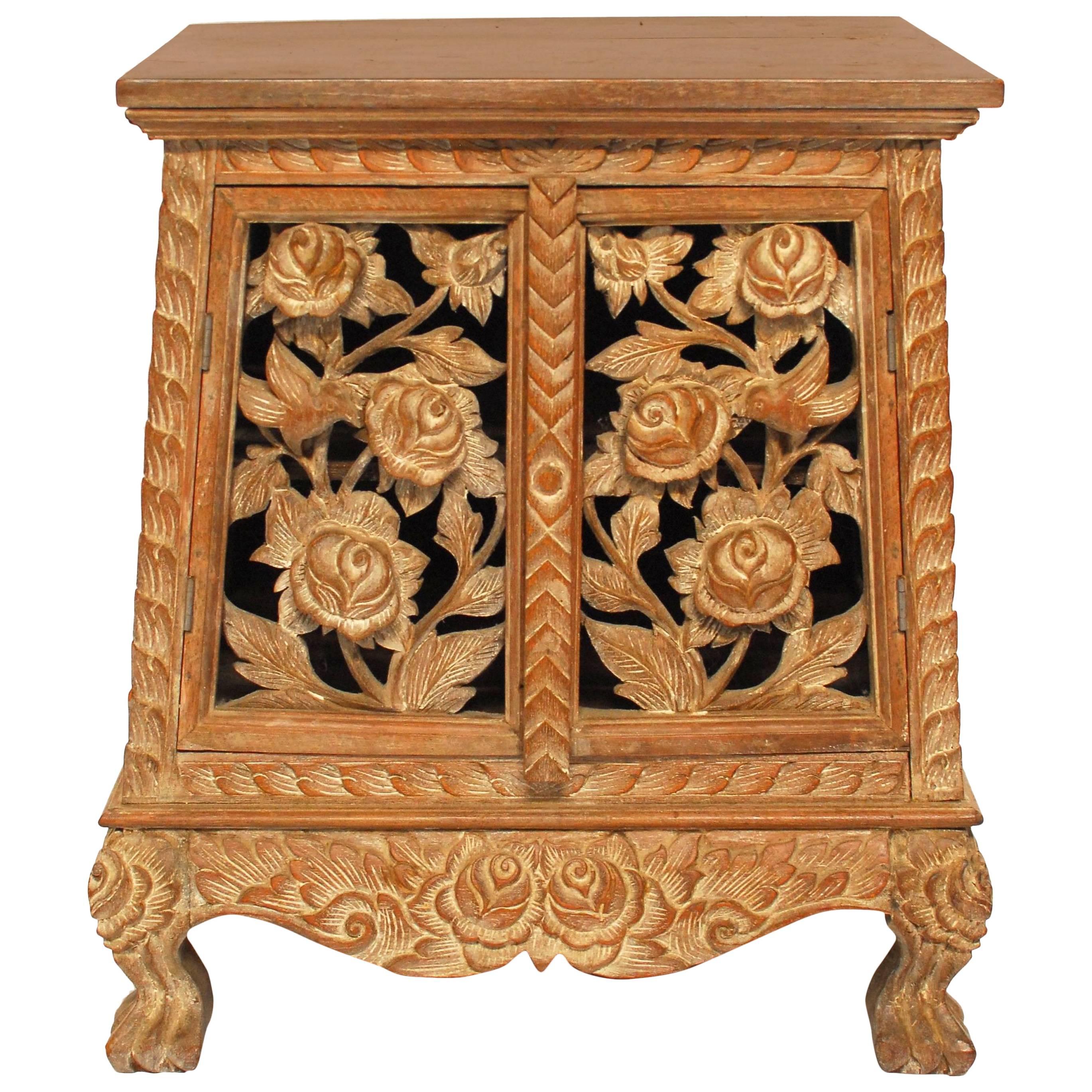 Asian Hand-Carved Temple Chest Cabinet
