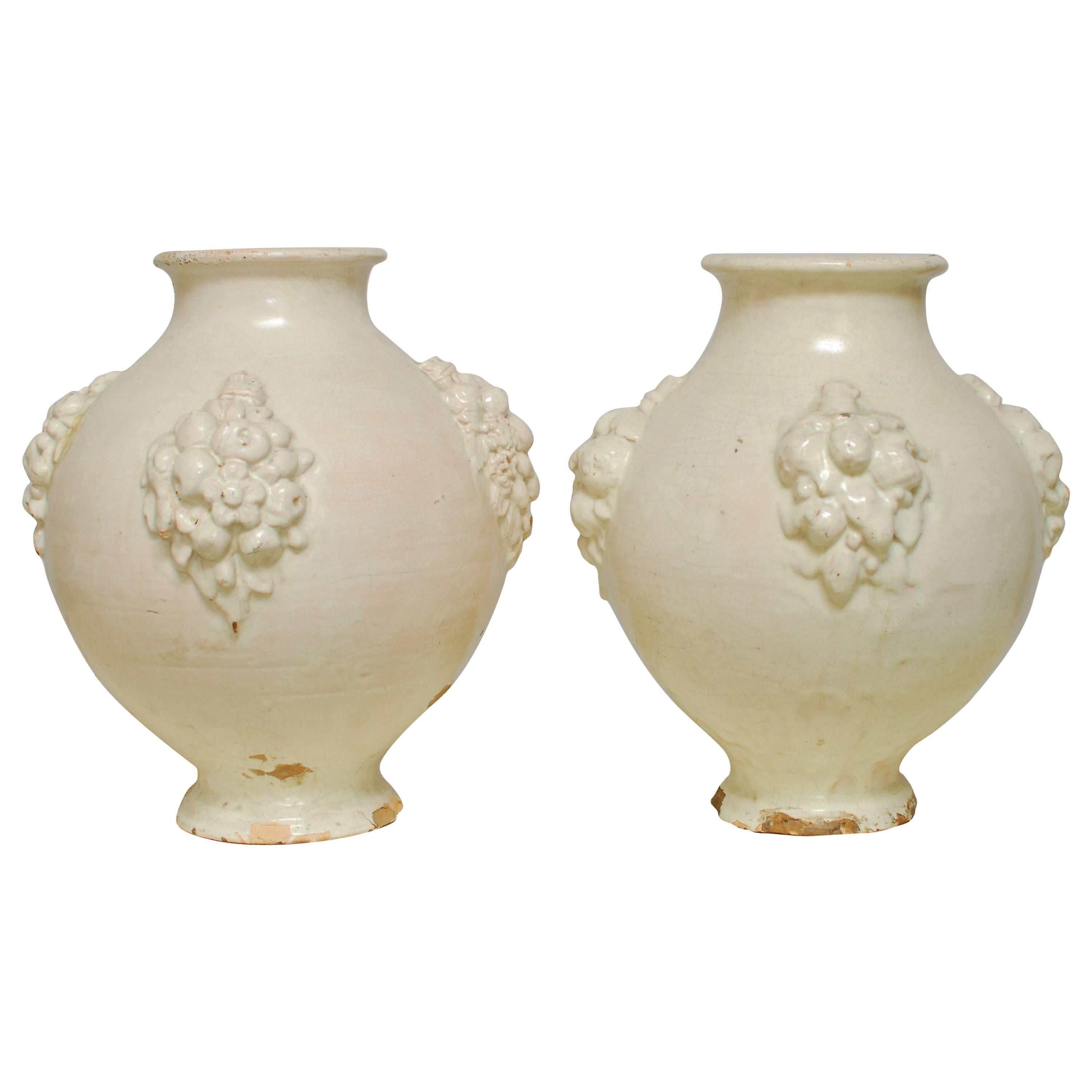 Pair of Italian Earthenware Pottery Jars
