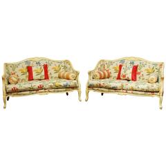 Retro Pair of French Provincial Settee Loveseats