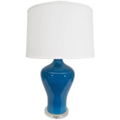 Large Blue Porcelain Lamp