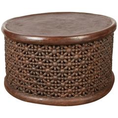 Table ronde en forme de tambour africain