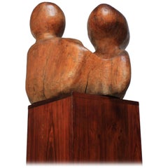 Sculpture en bois de broussin « Head » de forme libre