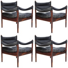 Set of Four Kristian Solmer Vedel 'Modus' Rosewood Lounge Chairs